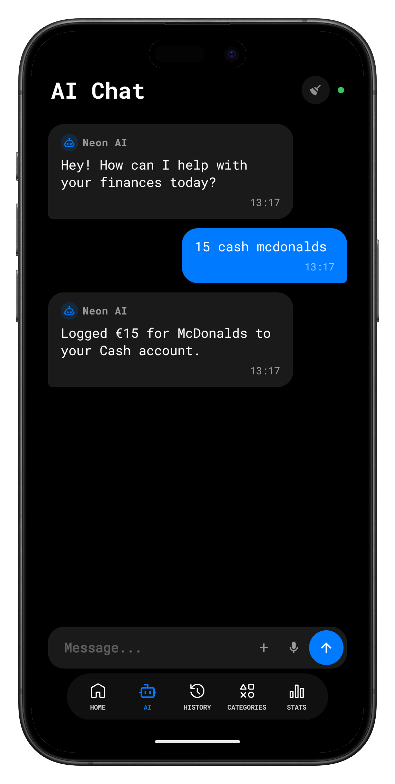 AI terminal for logging expenses with natural language